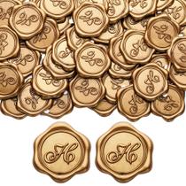 Adesivos de vedação de cera Yoption Initial H, pacote com 100, ouro antigo Adesivos de vedação de cera Yoption Initial H, pacote com 100, ouro antigo