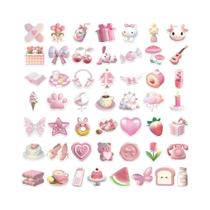 Adesivos De Vinil Estéticos E Impermeáveis Em Formato De Desenhos Animados Rosa Para Meninas, 50PCS,