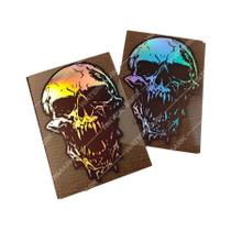 Adesivos De Vinil Holográficos De Caveira À Prova d'Água Para Moto E Carro - Conjunto De Adesivos De Adesivos De Vinil Holográficos De Caveira À Prova d'Água Para Moto E Carro - Conjunto De Adesivos De
