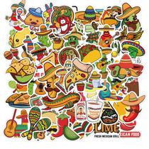 Adesivos de vinil impermeável para alimentos de estilo mexicano 50 unidades/lote Adesivos de vinil impermeável para alimentos de estilo mexicano 50 unidades/lote