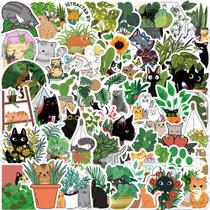 Adesivos de vinil para gatos e plantas, grafite impermeável, 50 unidades Adesivos de vinil para gatos e plantas, grafite impermeável, 50 unidades