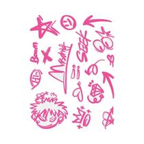 Adesivos De Vinil Rosa Graffiti À Prova d'Água Transparentes Para Decoração De Quadro De Moto, MTB,