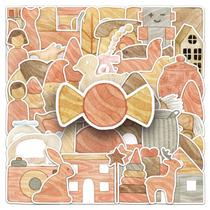 Adesivos, decalques de desenhos animados criativos, estilo madeira, 51 unidades