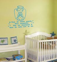 Adesivos Decorativos de Parede Frase Oração Santo Anjo da Guarda para quarto Infantil