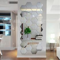 Adesivos decorativos hexagonais 3d espelhos adesivos de parede decoração de casa adesivo de parede espelho de sala de estar