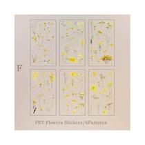Adesivos Decorativos Transparentes De Plantas Florais PET Pacote Com 6 Peças Para Diário