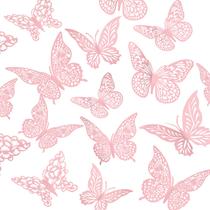 Adesivos Decorativos XUNXMAS Borboleta 3D Rosa 48 unidades
