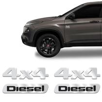 Adesivos Diesel E 4x4 Fiat Toro 2016 A 2020 Cromado Resinado