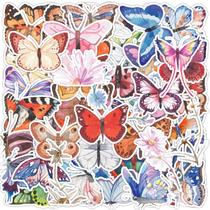 Adesivos em aquarela, borboleta, 50 peças de grafite impermeável em vinil Adesivos em aquarela, borboleta, 50 peças de grafite impermeável em vinil