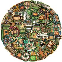 Adesivos, equipamento de acampamento, 50 peças, decalques de vinil impermeáveis para Gu Adesivos, equipamento de acampamento, 50 peças, decalques de vinil impermeáveis para Gu