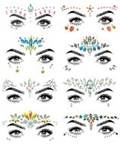 Adesivos Face Gems Glitter SHINEYES Mermaid, 8 peças para festival Adesivos Face Gems Glitter SHINEYES Mermaid, 8 peças para festival