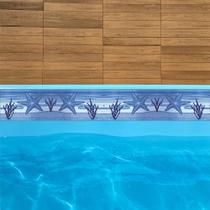 Adesivos Faixa Borda Piscina Quadrado 100x25cm estrela mosaico 18und