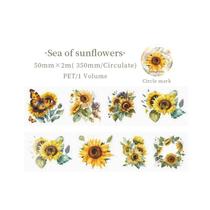 Adesivos Florais De Fita PET De 50mm X 2m Para Decoração De Scrapbook, Planner, Álbum De Fotos E