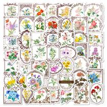 Adesivos florais vintage, 50 peças para escrever no diário, à prova d'água Adesivos florais vintage, 50 peças para escrever no diário, à prova d'água