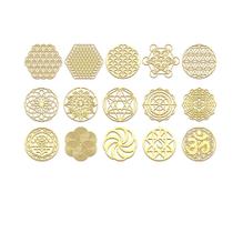 Adesivos Flower of Life Orgonite Metal, 15 peças de ouro/prata