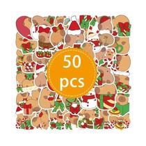 Adesivos Fofos De Capivara De Natal 50PCS Decalques De PVC Para DIY, Guitarra, Telefone, Bicicleta,