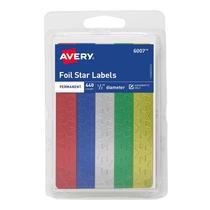 Adesivos Foil Star Labels Avery 1,2 cm, cores variadas, 440