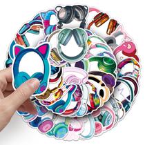 Adesivos, fones de ouvido Cartoon, 50 peças, decalques de vinil para pertences