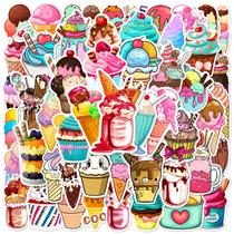 Adesivos Foods Ice Creams, vinil impermeável, anime, 50 unidades Adesivos Foods Ice Creams, vinil impermeável, anime, 50 unidades