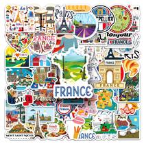 Adesivos franceses ao ar livre, viagens, paisagens e monumentos, 50 unidades Adesivos franceses ao ar livre, viagens, paisagens e monumentos, 50 unidades