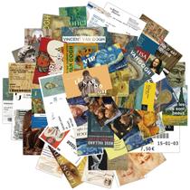 Adesivos, galeria de arte, pintura a óleo, canhotos de ingressos, 50 unidades