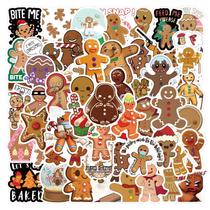 Adesivos Gingerbread Man, vinil impermeável, 60 unidades