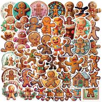 Adesivos Gingerbread Man, vinil impermeável, anime, 50 unidades