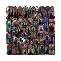 Adesivos Góticos De Gato Preto E Lua, 50 Peças, Decalques Góticos De Tarô Para Halloween, Para DIY,