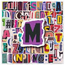 Adesivos Groovy Bubble Letter Decalque 50 unidades com alfabeto colorido Adesivos Groovy Bubble Letter Decalque 50 unidades com alfabeto colorido