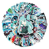 Adesivos Hatsune Miku, vinil impermeável, anime, 50 unidades Adesivos Hatsune Miku, vinil impermeável, anime, 50 unidades
