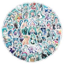 Adesivos Hatsune Miku, vinil impermeável, anime, 50 unidades