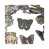 Adesivos Holográficos Com Glitter, 40 Peças, PET, Transparentes, À Prova D'água, Decalques