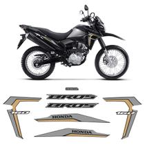 Adesivos Honda Bros 160 2022 Moto Preta Faixa Dourada/prata