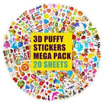 Adesivos IKWOLETI 500+ Puffy 3D para crianças de scrapbooking
