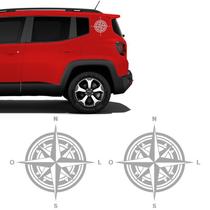 Adesivos Jeep Renegade Bússola Rosa Dos Ventos Lateral Prata Adesivos Jeep Renegade Bússola Rosa Dos Ventos Lateral Prata