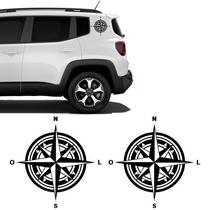 Adesivos Jeep Renegade Bússola Rosa Dos Ventos Lateral Preto Adesivos Jeep Renegade Bússola Rosa Dos Ventos Lateral Preto