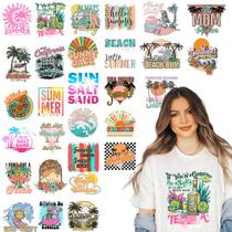 Adesivos Kaciola, 30 folhas, Summer Iron-On Transfers Beach DTF