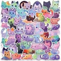 Adesivos Kawaii de Gato, Céu Estrelado - 10, 30 ou 50 Peças para Telefone e Garrafa
