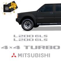 Adesivos L200 Gls 4x4 Turbo 2001/ Emblemas Mitsubishi Prata