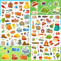 Adesivos LINAYE Camping para crianças, mais de 1320 peças, impermeáveis, 24 folhas