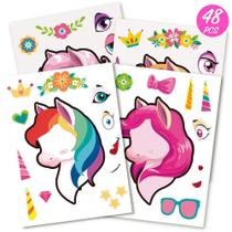 Adesivos Mocoosy Make Your Own Unicorn para meninas de 4 a 6 anos, 48 unidades Adesivos Mocoosy Make Your Own Unicorn para meninas de 4 a 6 anos, 48 unidades