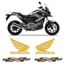 Adesivos Moto Honda Nc 750 X Emblemas Asa Dourado Refletivo