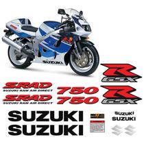 Adesivos Moto Suzuki Gsrx 750 1998 Emblemas Preto/Vermelho
