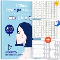 Adesivos para acne e espinhas LitBear 600, hidrocolóide diurno/noturno, 5 tamanhos