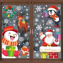 Adesivos para janelas de Natal CCINEE Snowman Santa Fox Elk x4
