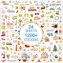 Adesivos para planner slapaflife 24 folhas 1200+ multicoloridos Adesivos para planner slapaflife 24 folhas 1200+ multicoloridos