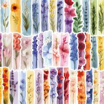 Adesivos para plantas em aquarela, 50 peças, decalques botânicos estéticos Adesivos para plantas em aquarela, 50 peças, decalques botânicos estéticos