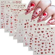 Adesivos para Unhas Bloazife 8PCS Corações de Dia dos Namorados Adesivos para Unhas Bloazife 8PCS Corações de Dia dos Namorados