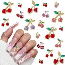 Adesivos para Unhas PBPCGBW 12 Peças Cereja com Strass DIY Adesivos para Unhas PBPCGBW 12 Peças Cereja com Strass DIY
