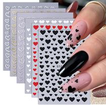 Adesivos para Unhas ZOAZJINAZ 6 Folhas com Design 3D de Corações Adesivos para Unhas ZOAZJINAZ 6 Folhas com Design 3D de Corações